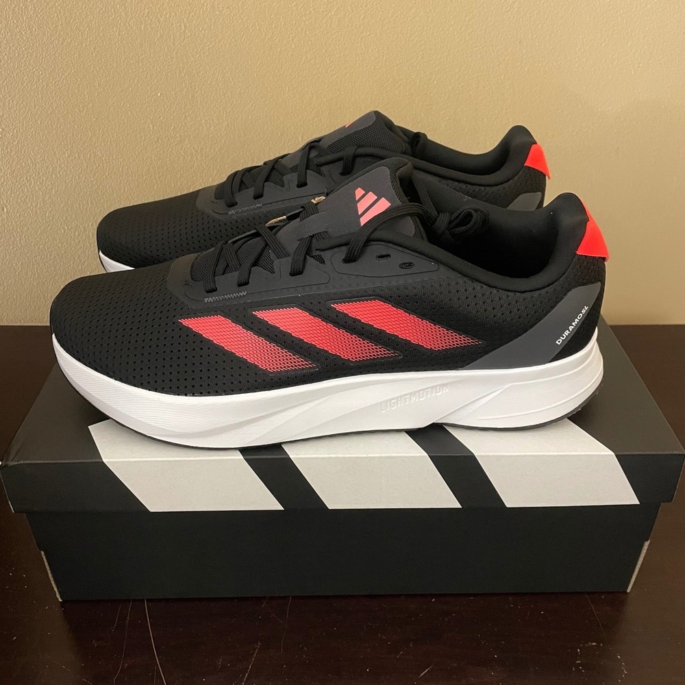 Adidas Duramo SL Mens Running Shoes Core Black Solar Red Grey Six IF7869 Size 12